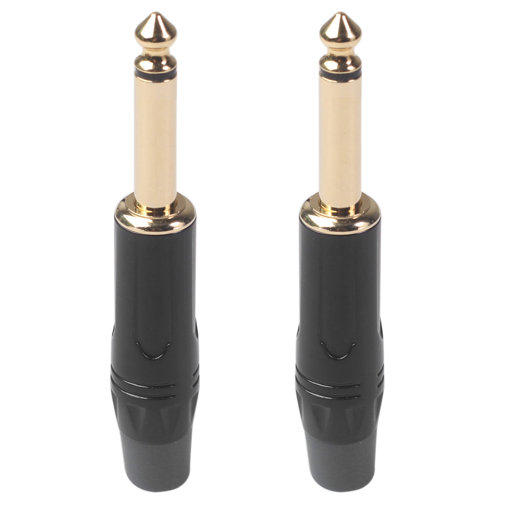 TC144 6.35mm Mono Plug Electric Guitar / Sound Card / Microphone Gold Plated Audio Connector - Black