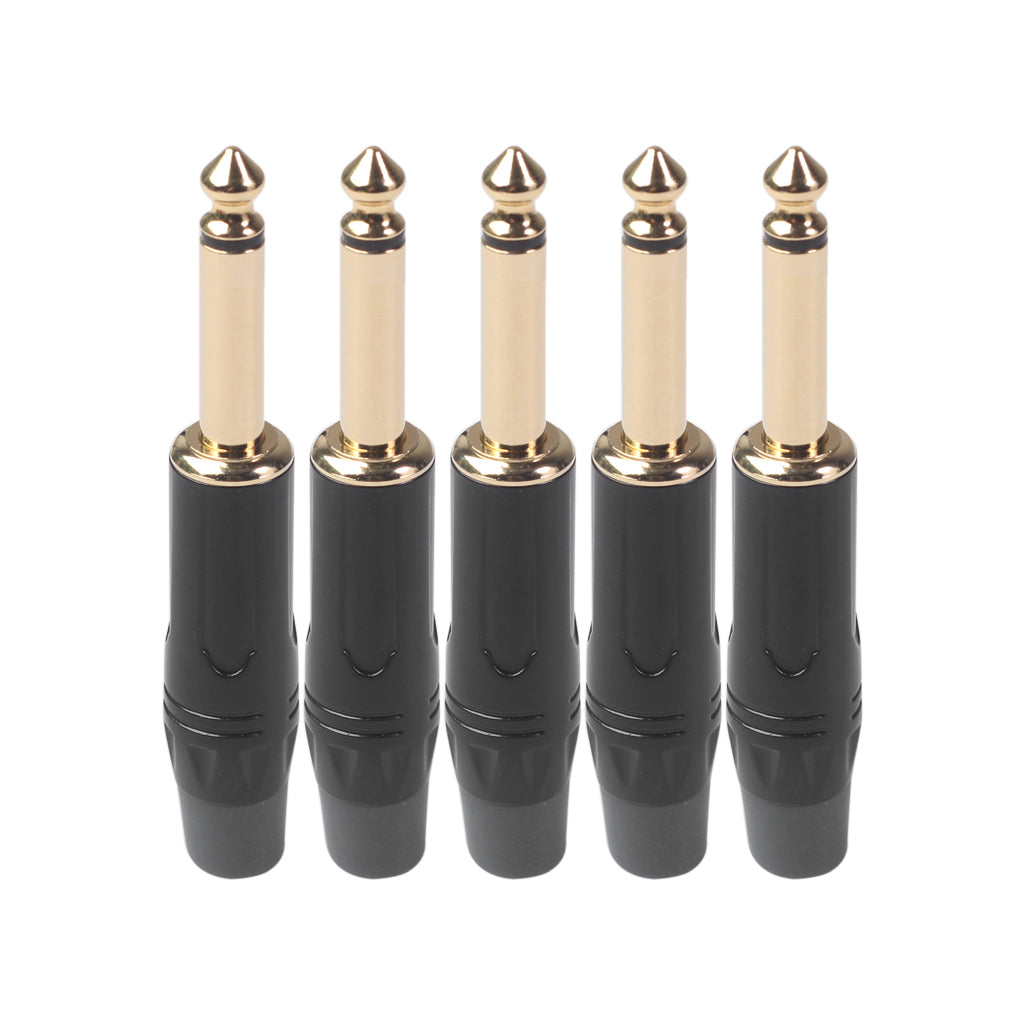 TC144 6.35mm Mono Plug Electric Guitar / Sound Card / Microphone Gold Plated Audio Connector - Black