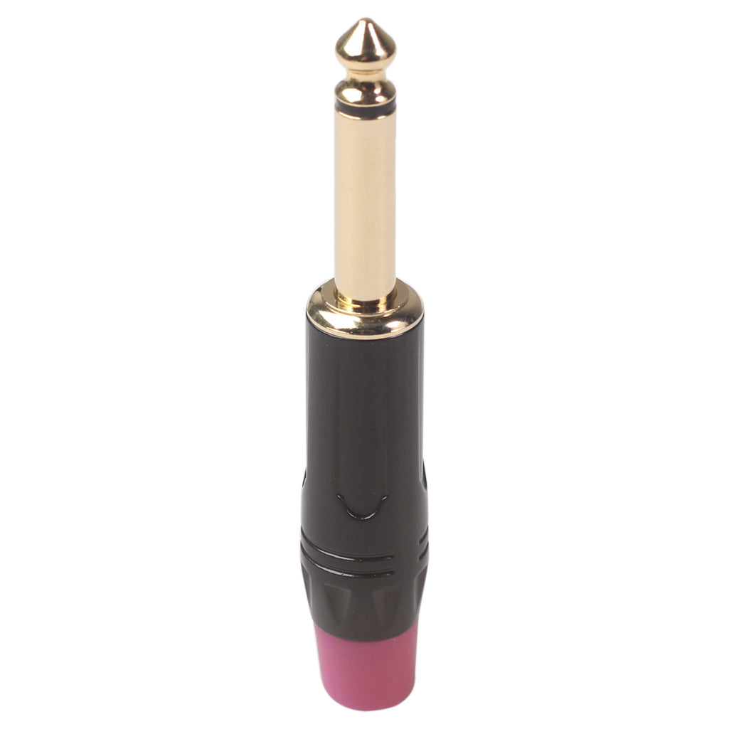 TC144 6.35mm Mono Plug Electric Guitar / Sound Card / Microphone Gold Plated Audio Connector - Red