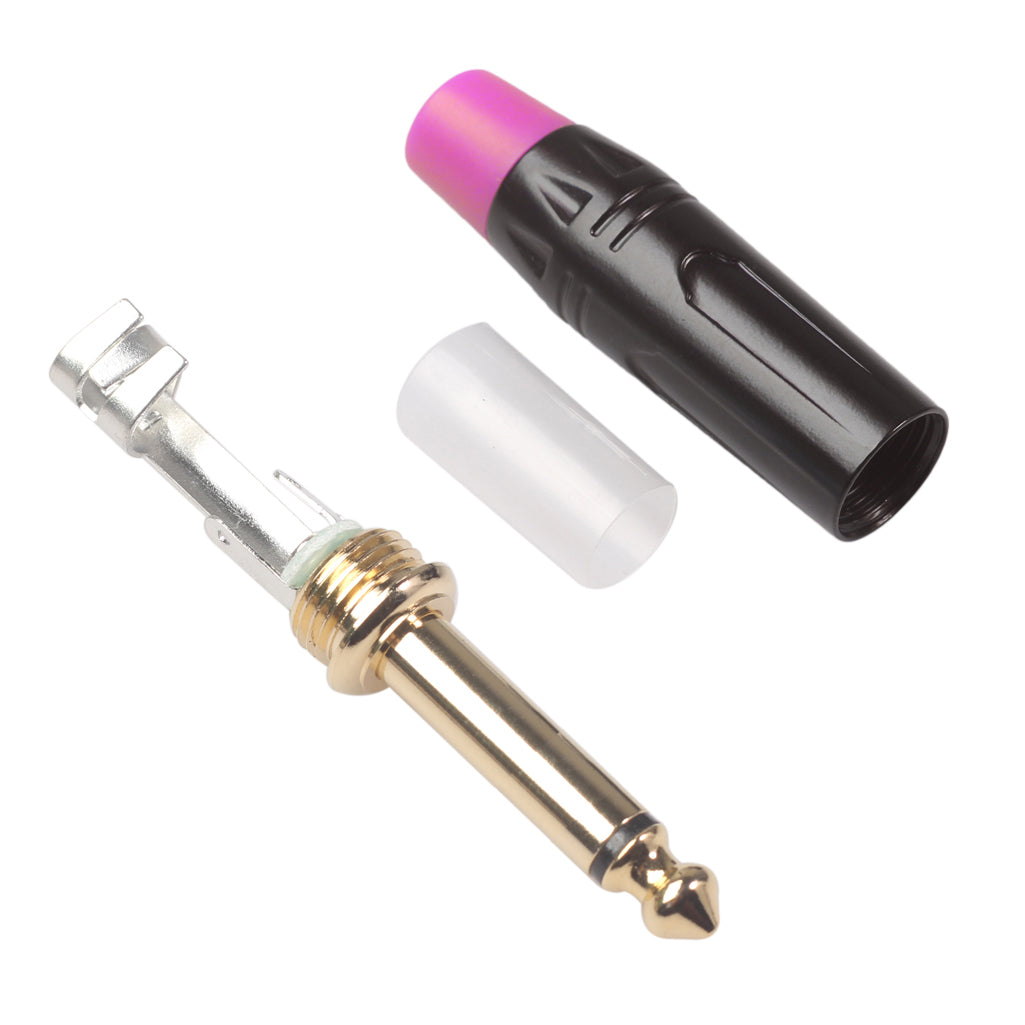 TC144 6.35mm Mono Plug Electric Guitar / Sound Card / Microphone Gold Plated Audio Connector - Red