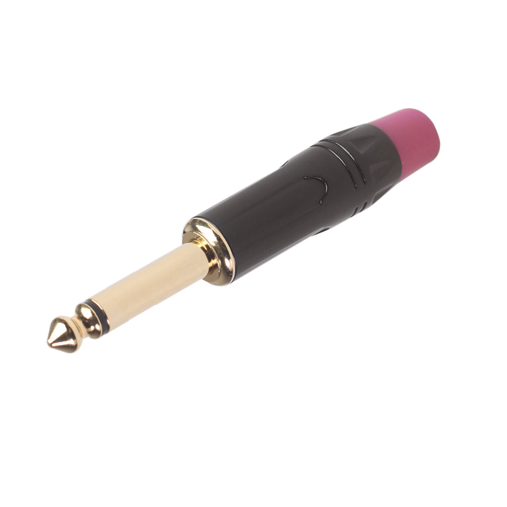 TC144 6.35mm Mono Plug Electric Guitar / Sound Card / Microphone Gold Plated Audio Connector - Red