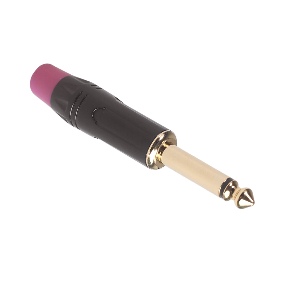TC144 6.35mm Mono Plug Electric Guitar / Sound Card / Microphone Gold Plated Audio Connector - Red