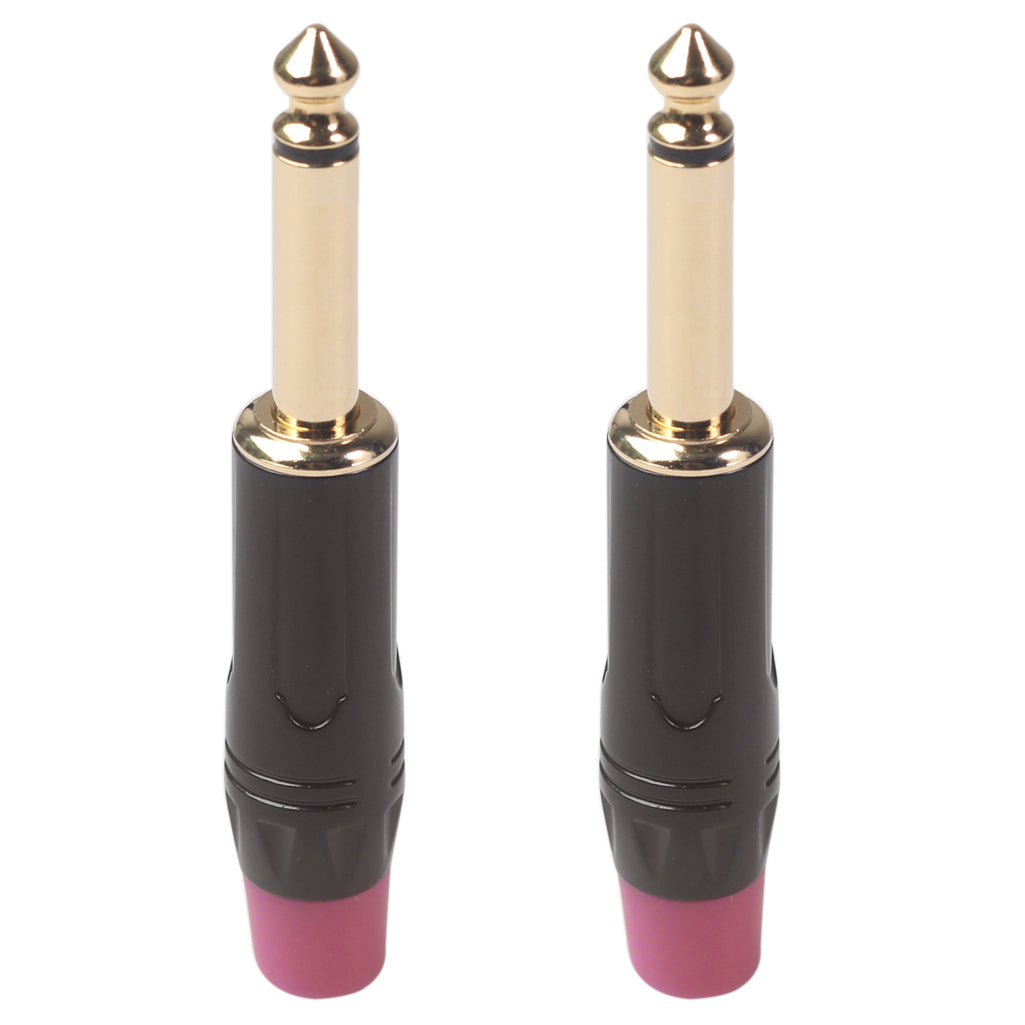 TC144 6.35mm Mono Plug Electric Guitar / Sound Card / Microphone Gold Plated Audio Connector - Red
