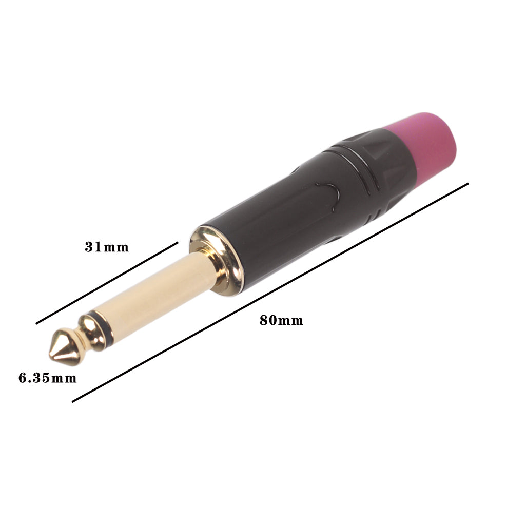 TC144 6.35mm Mono Plug Electric Guitar / Sound Card / Microphone Gold Plated Audio Connector - Red