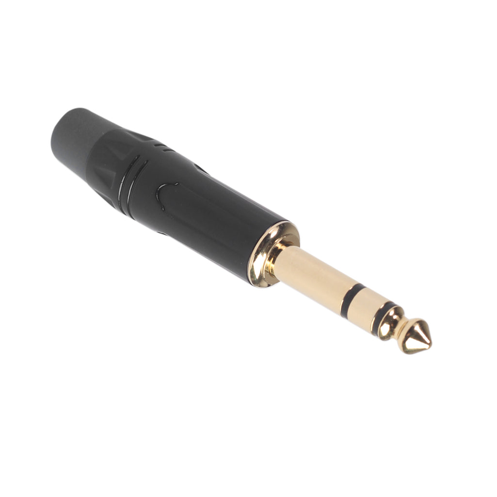 TC145BK Gold Plated 6.35mm Stereo Plug Electric Guitar / Sound Card / Microphone Audio Connector