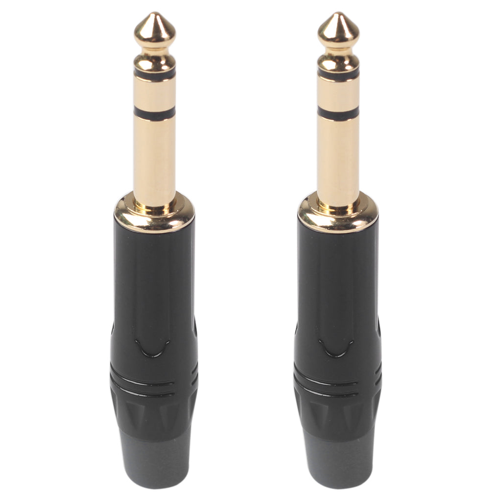 TC145BK Gold Plated 6.35mm Stereo Plug Electric Guitar / Sound Card / Microphone Audio Connector