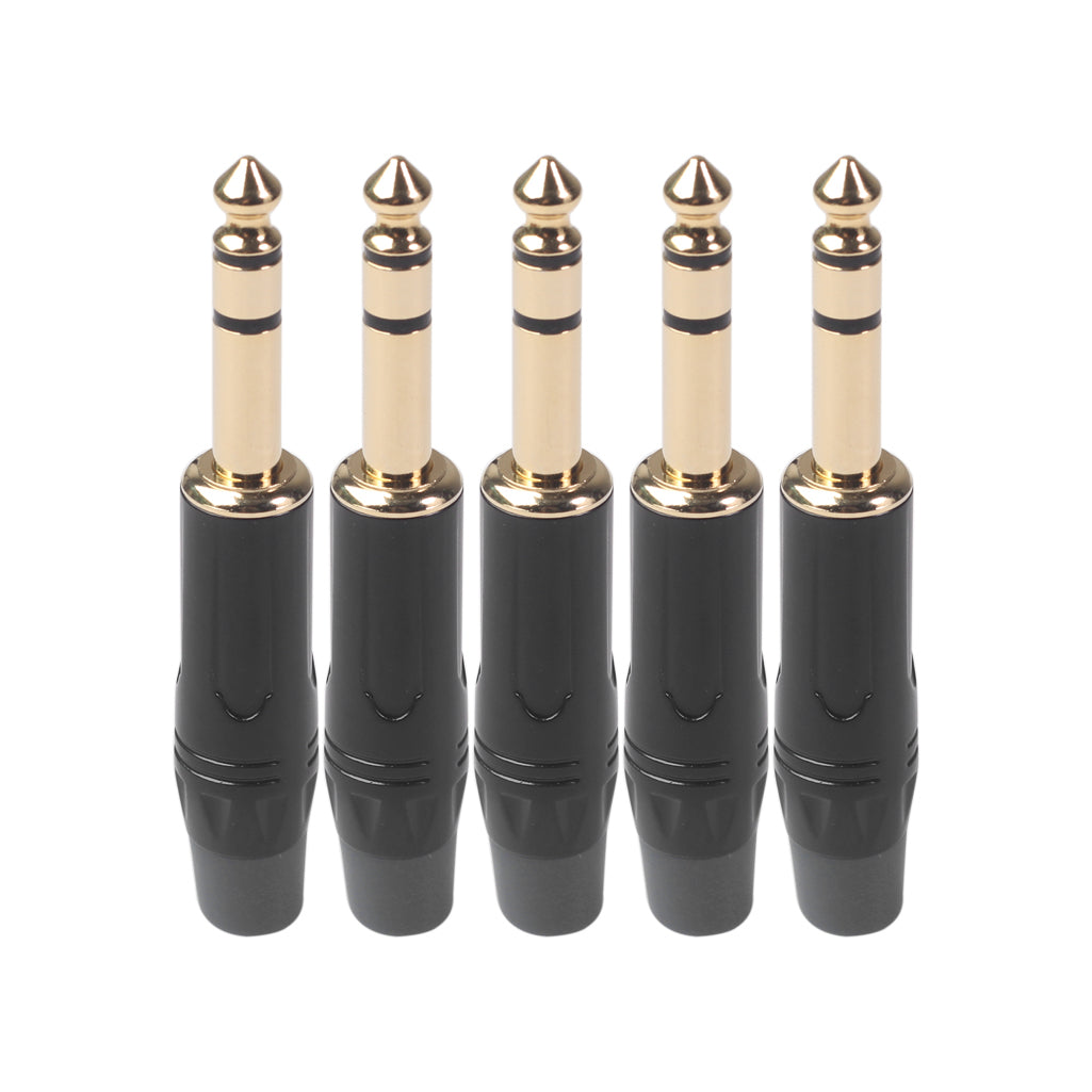 TC145BK Gold Plated 6.35mm Stereo Plug Electric Guitar / Sound Card / Microphone Audio Connector