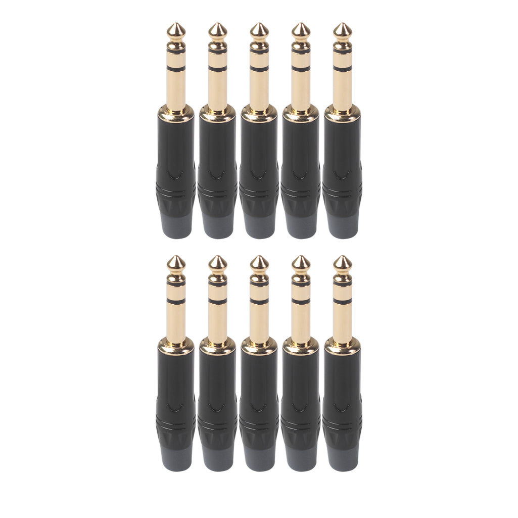 TC145BK Gold Plated 6.35mm Stereo Plug Electric Guitar / Sound Card / Microphone Audio Connector