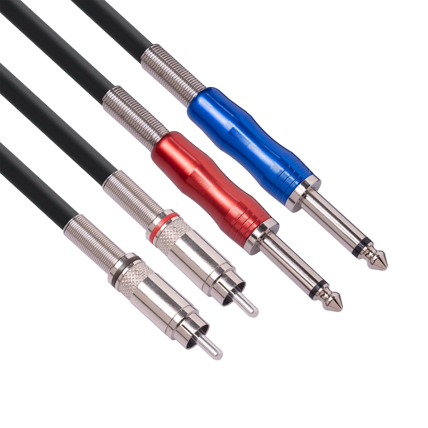 3m 2 RCA to Dual 1 / 4inch Mono 6.35mm Male Jack Double-layer Shielding Audio Cable for Mixer Console Amplifier Speaker Home Theater System