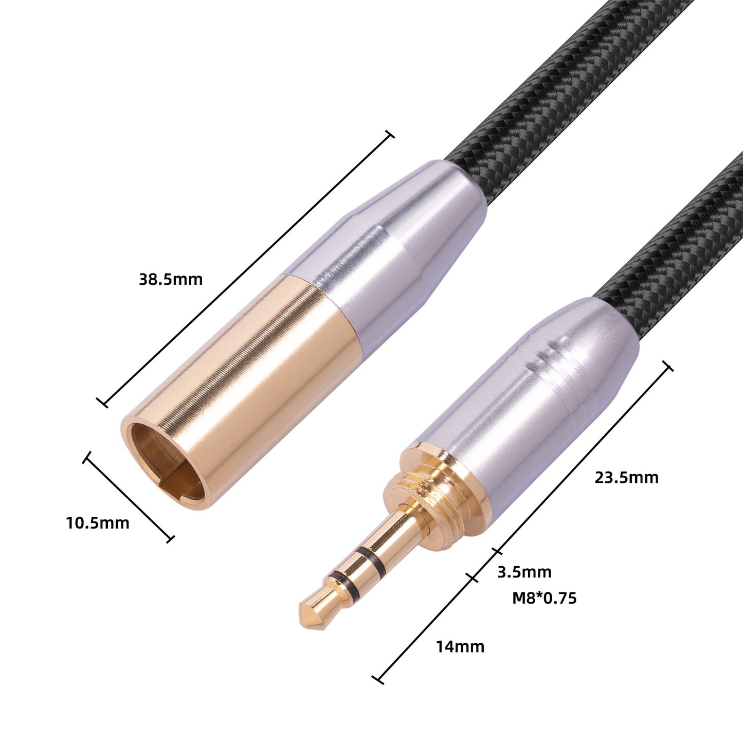 3.5mm Male to MINI XLR 3PIN Cable Set with 6.35mm Adapter 3.5mm+6.35mm Audio Cable Compatible with 3.5mm+6.35mm Audio Devices