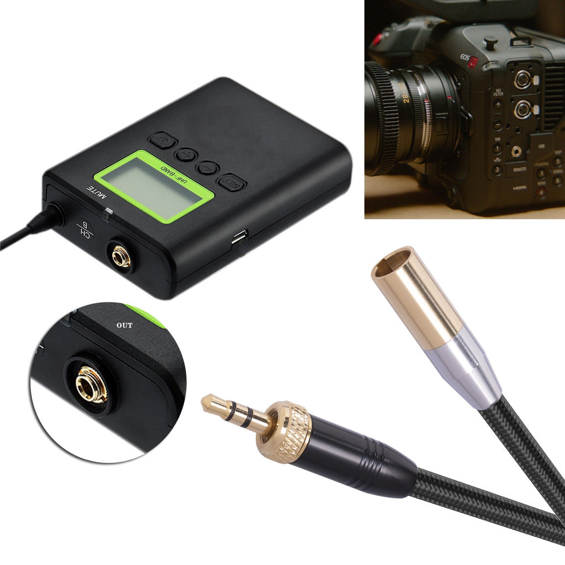 Internal Thread 3.5mm Jack to 3Pin Mini XLR Gold Plated Adapter Cable for Microphone Cameras