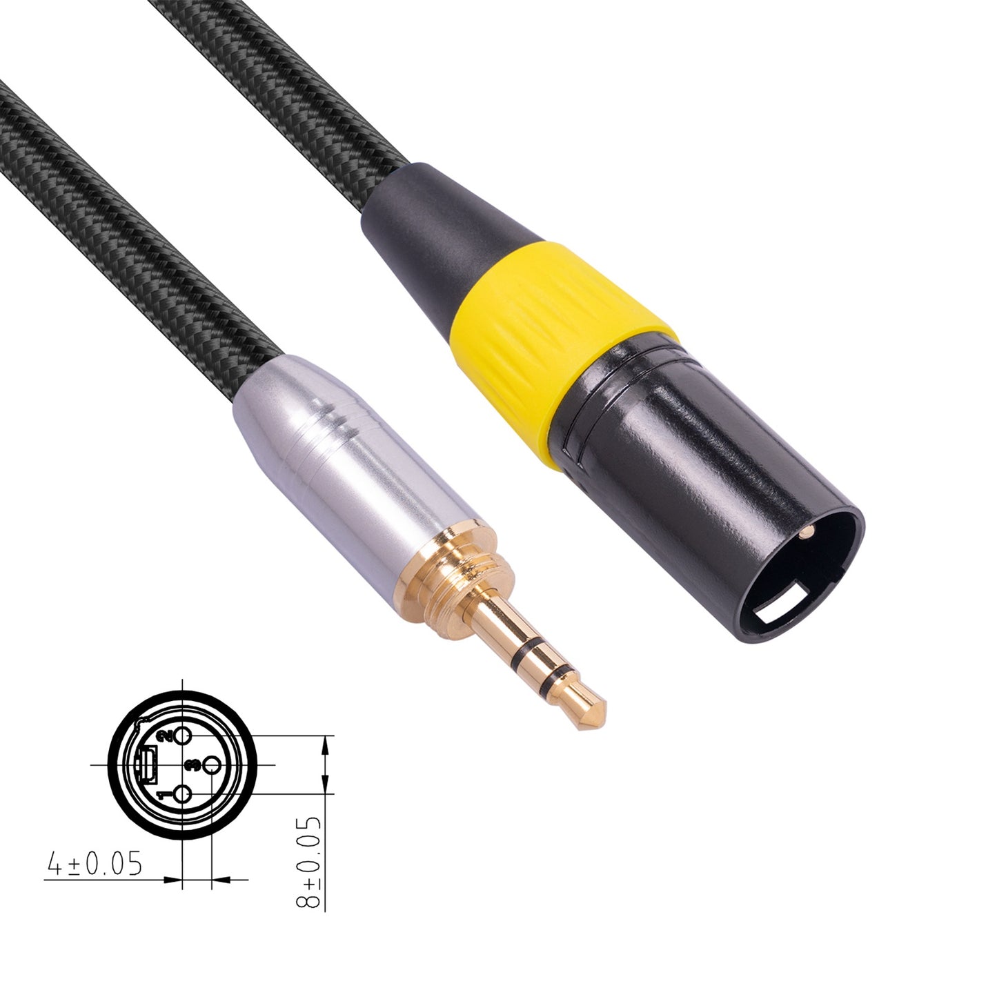 External Thread 3.5mm Male to XLR 3Pin Converter Cable for Microphone Mixing Console Camera
