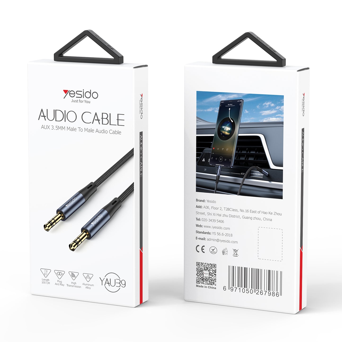 Uniqkart YAU39 3.5mm Stereo Audio Cable Extension Cord 1m Long AUX Male to Male Cable for Headphones Home / Car Stereo System