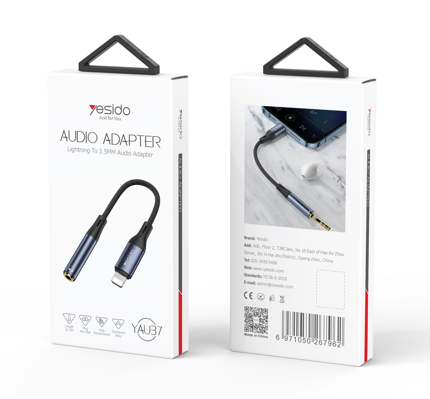 Uniqkart YAU37 15CM Lightning Male to 3.5mm Female AUX Cable Audio Adapter Cord Headphones Earphone Jack for iPhone