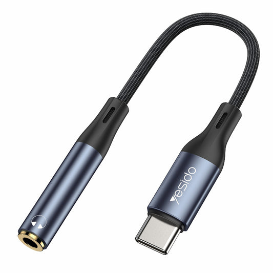 Uniqkart YAU38 15CM Type-C Male to 3.5mm Female AUX Cable Audio Adapter Cord USB-C to Aux Headphone Connector Line
