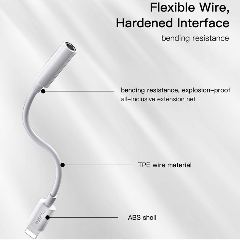 Uniqkart YAU31 Lightning Male to 3.5mm AUX Female Cable Headphone Jack Adapter Bluetooth Connection Phone Call and Listen to Music