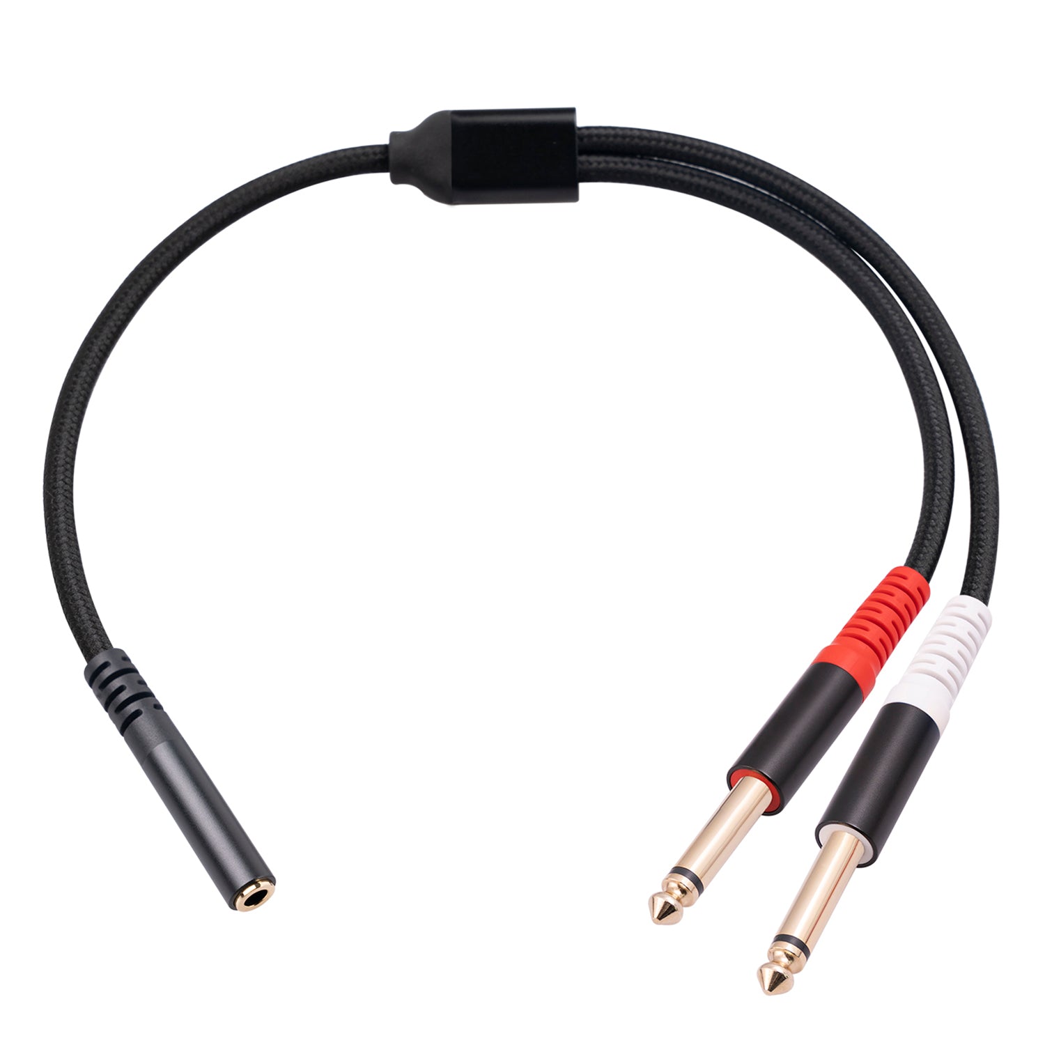 3717 0.3m 3.5mm Female to 2x 6.35mm 1 / 4 inch TS Mono Male Jack Audio Adapter Cable
