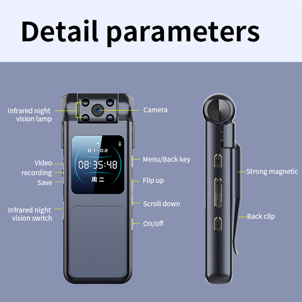V18 32GB 1080P HD Back Clip Video Recorder Camera with Motion Detection and Infrared Night Vision
