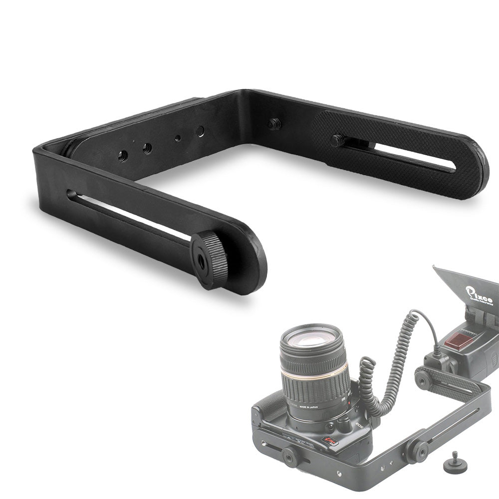 Dual L Shape 1/4&quot; Screw Photography Light Bracket Tripod Camera LED Flash Holder