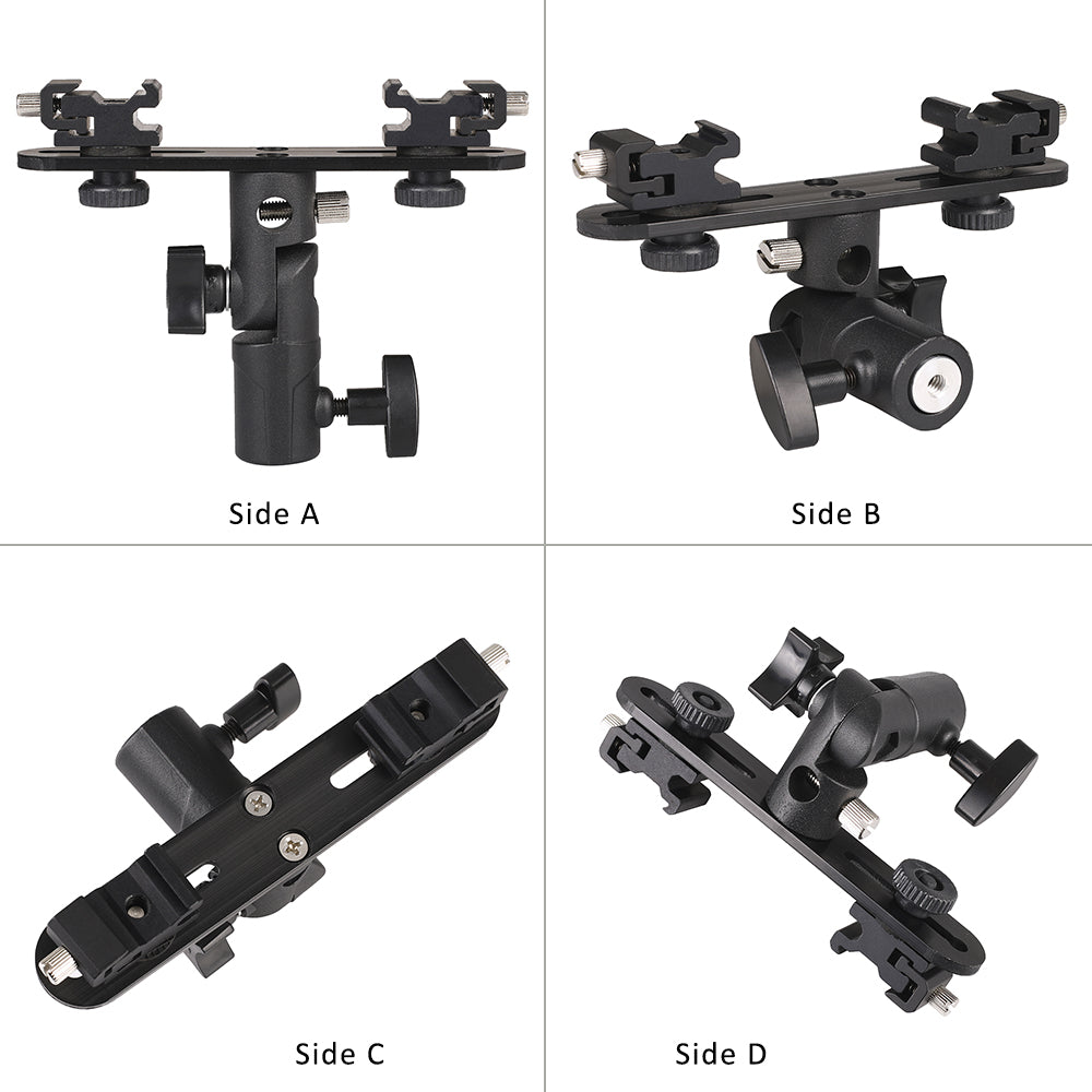 Flash Bracket Umbrella Holder Light Stand Bracket with 2 Hot Shoe Mount for Flash Speedlight Youngnuo