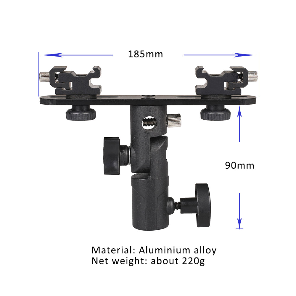 Flash Bracket Umbrella Holder Light Stand Bracket with 2 Hot Shoe Mount for Flash Speedlight Youngnuo