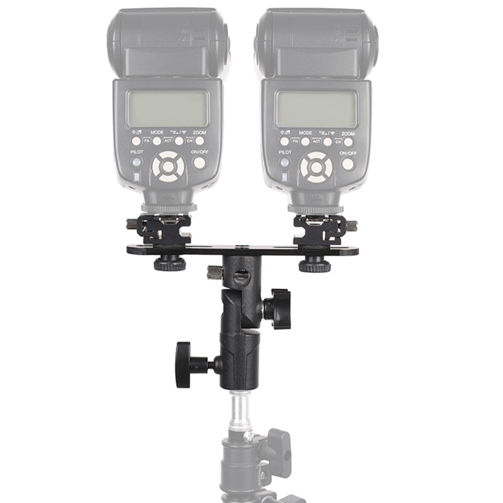 Flash Bracket Umbrella Holder Light Stand Bracket with 2 Hot Shoe Mount for Flash Speedlight Youngnuo