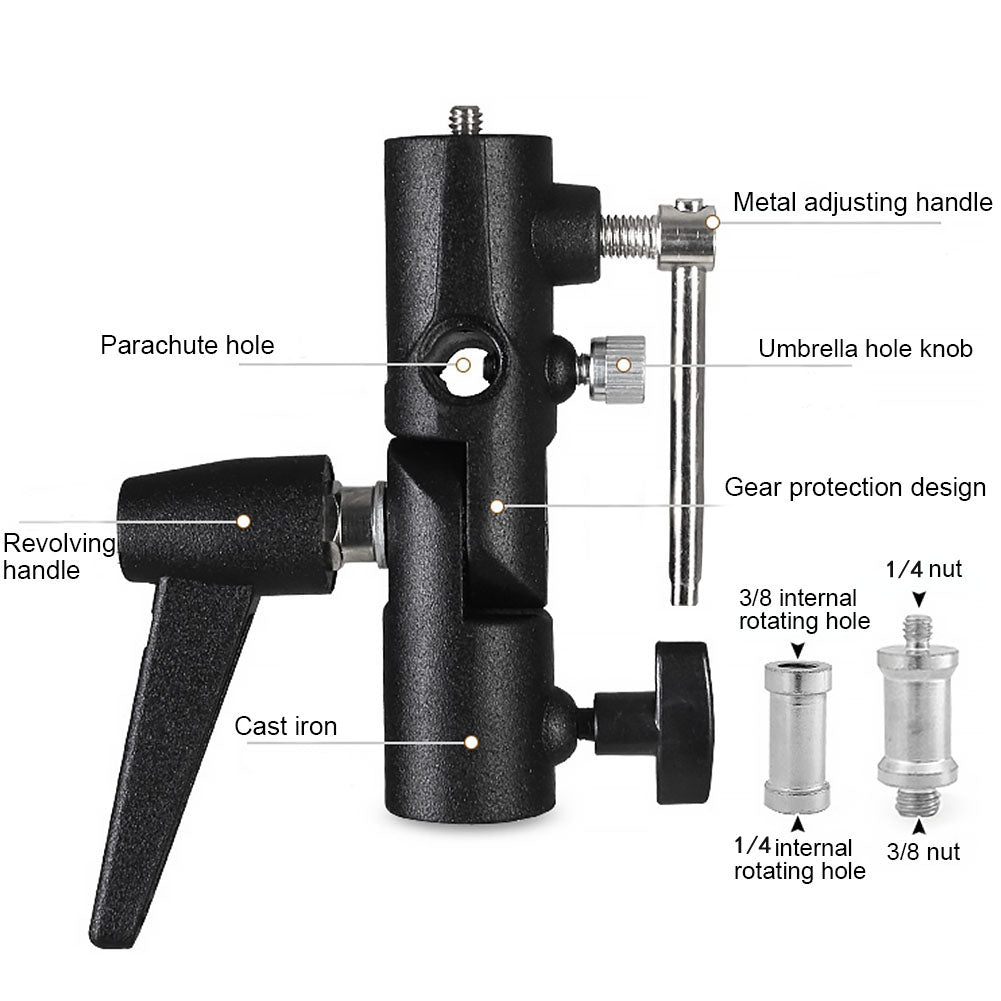 H Type Hot Shoe Flash Bracket Umbrella Holder Light Stand for Camera