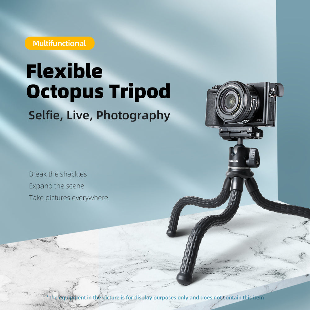 Uniqkart TE-TRP-001 Flexible Octopus Tripod Bracket Phone Camera Selfie Stand Monopod with E-shaped Clip