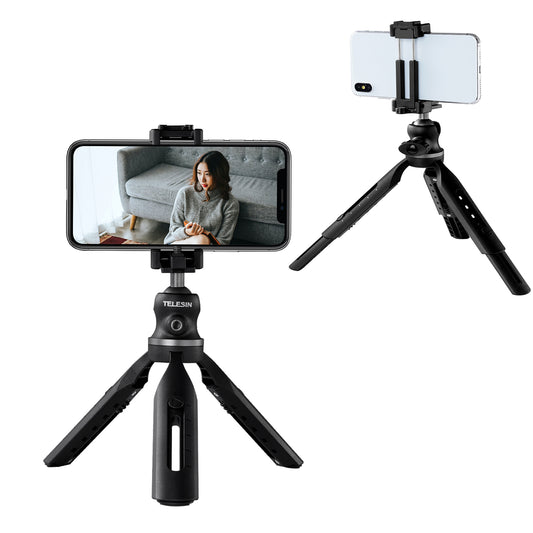 Uniqkart TE-TRP-001 Telescopic Portable Tripod with Phone Clip Ball Head Portable Selfie Stick Monopod