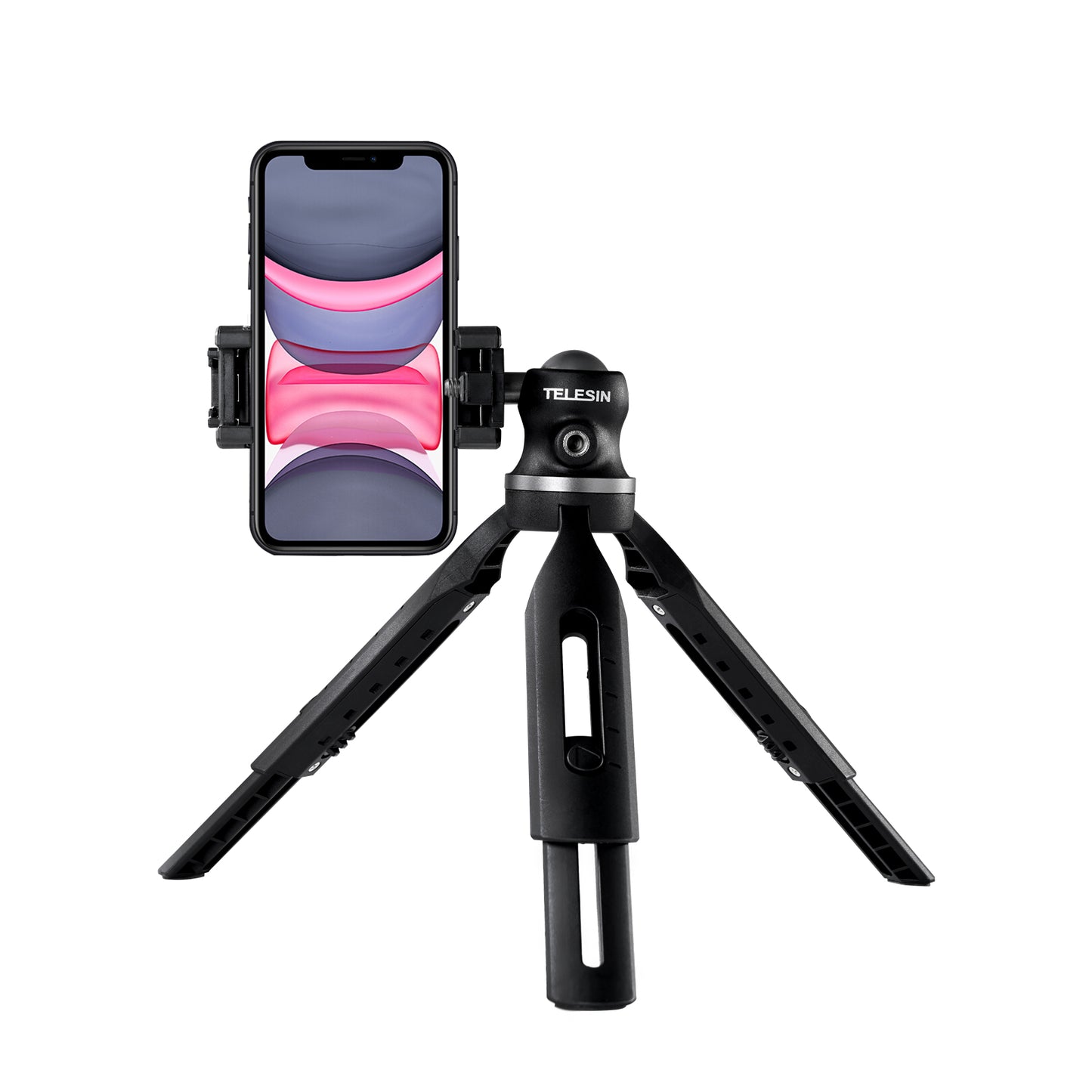 Uniqkart TE-TRP-001 Telescopic Portable Tripod with Phone Clip Ball Head Portable Selfie Stick Monopod