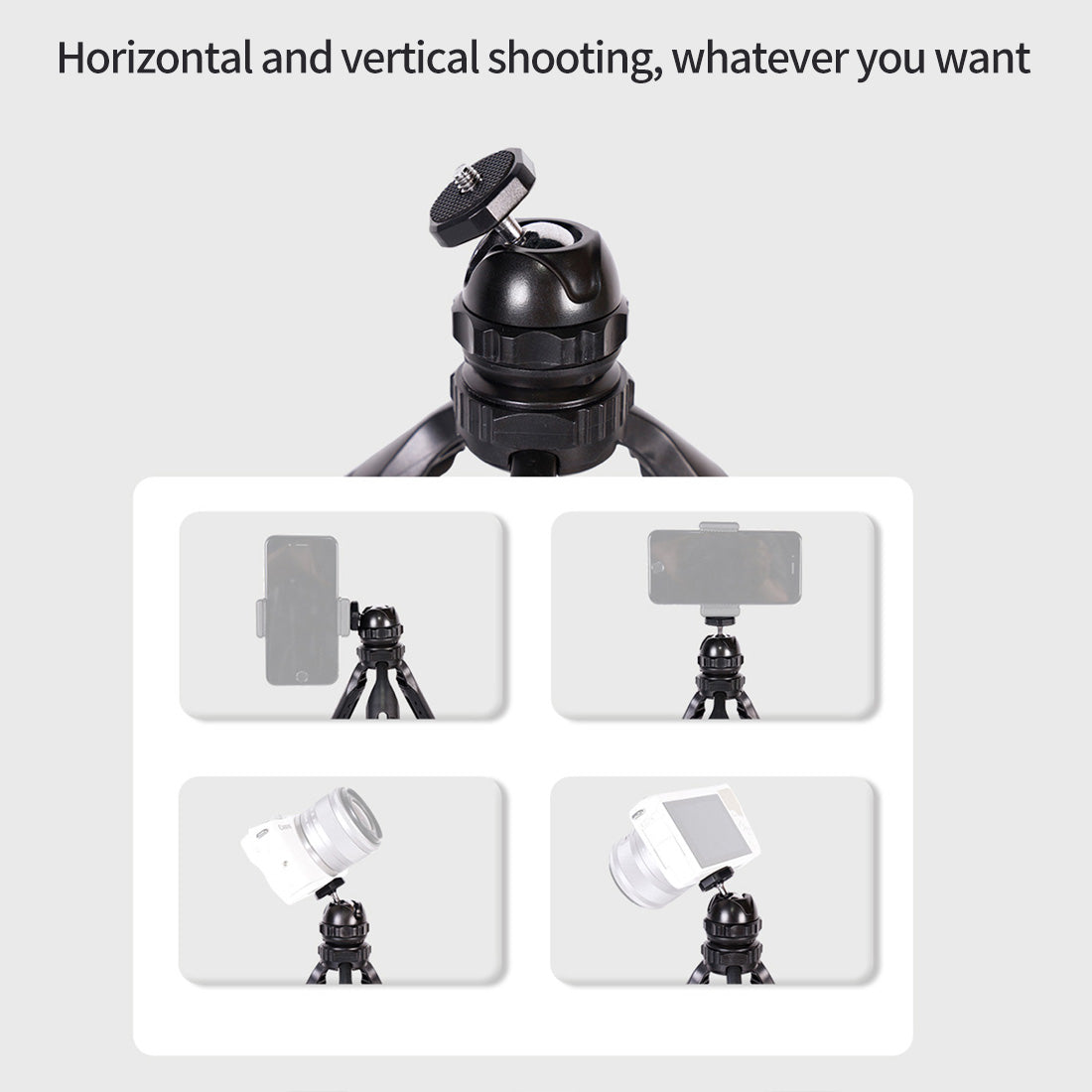 Mini Foldable 360&#176; Rotation 1/4-Inch Connector Tripod Desktop Stand for GoPro Action Camera Smartphone