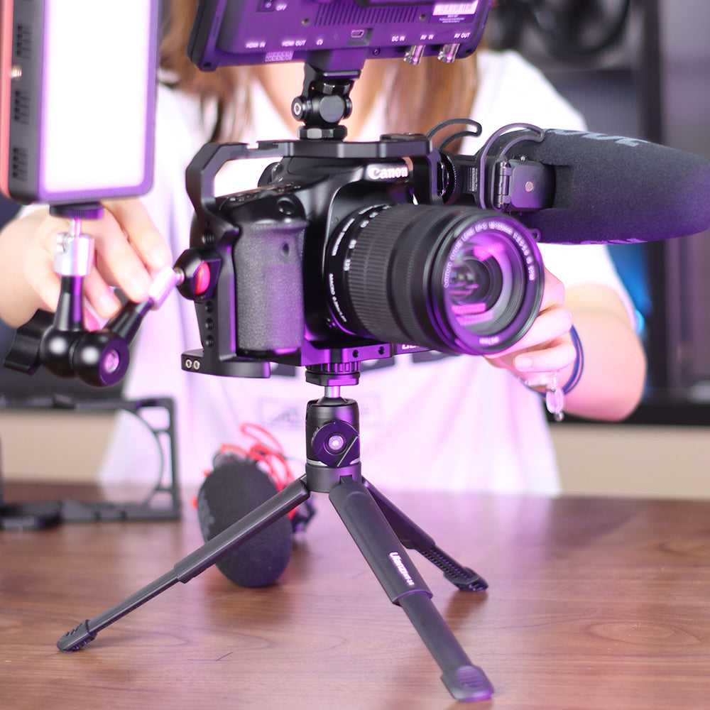 Uniqkart U-Vlog Lite Extendable Dual Cold Shoe Ball Head Tripod for Phone Mirrorless Camera Vlog