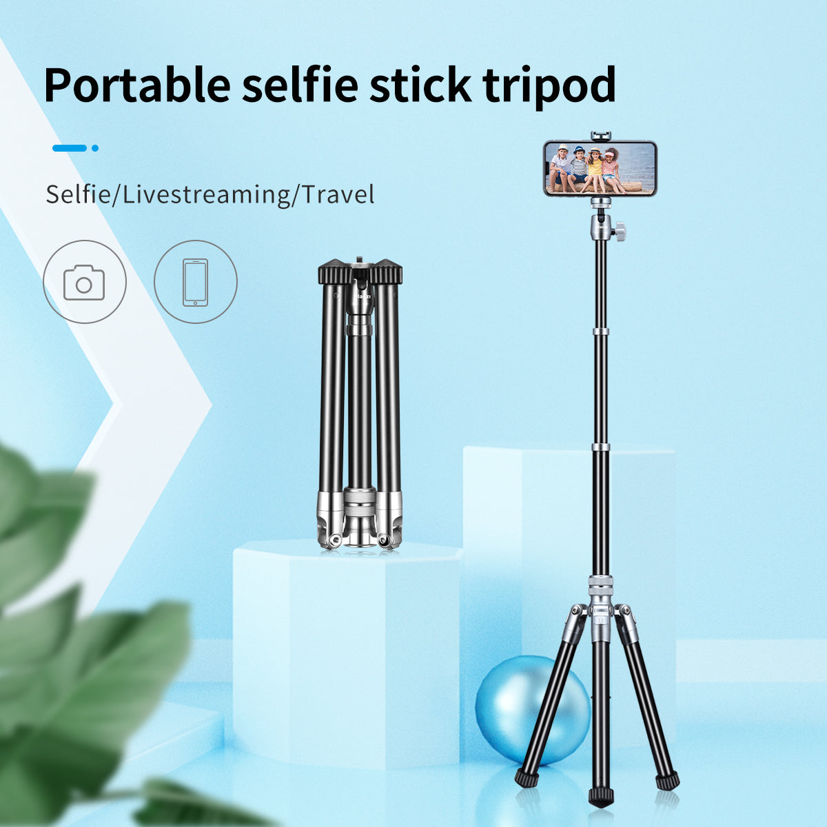 Uniqkart SK-04 Extendable Monopod Tripod Selfie Cold Shoe Phone Mount Holder for Microphone LED Light