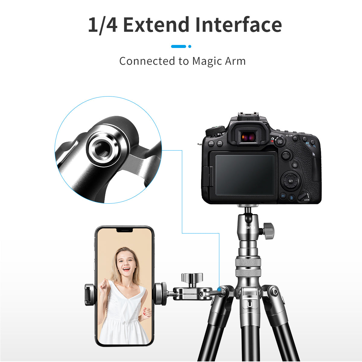 Uniqkart SK-04 Extendable Monopod Tripod Selfie Cold Shoe Phone Mount Holder for Microphone LED Light