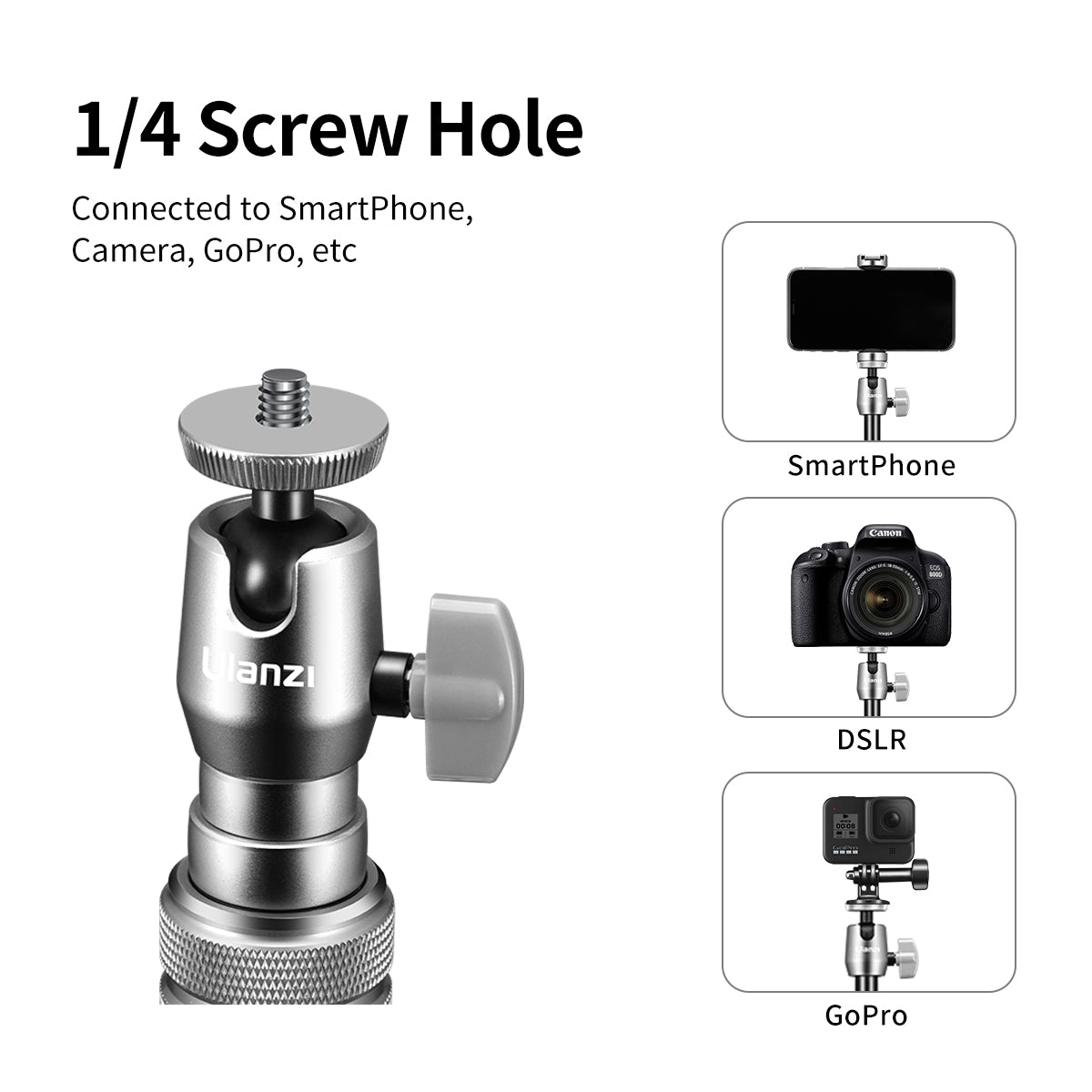 Uniqkart SK-04 Extendable Monopod Tripod Selfie Cold Shoe Phone Mount Holder for Microphone LED Light