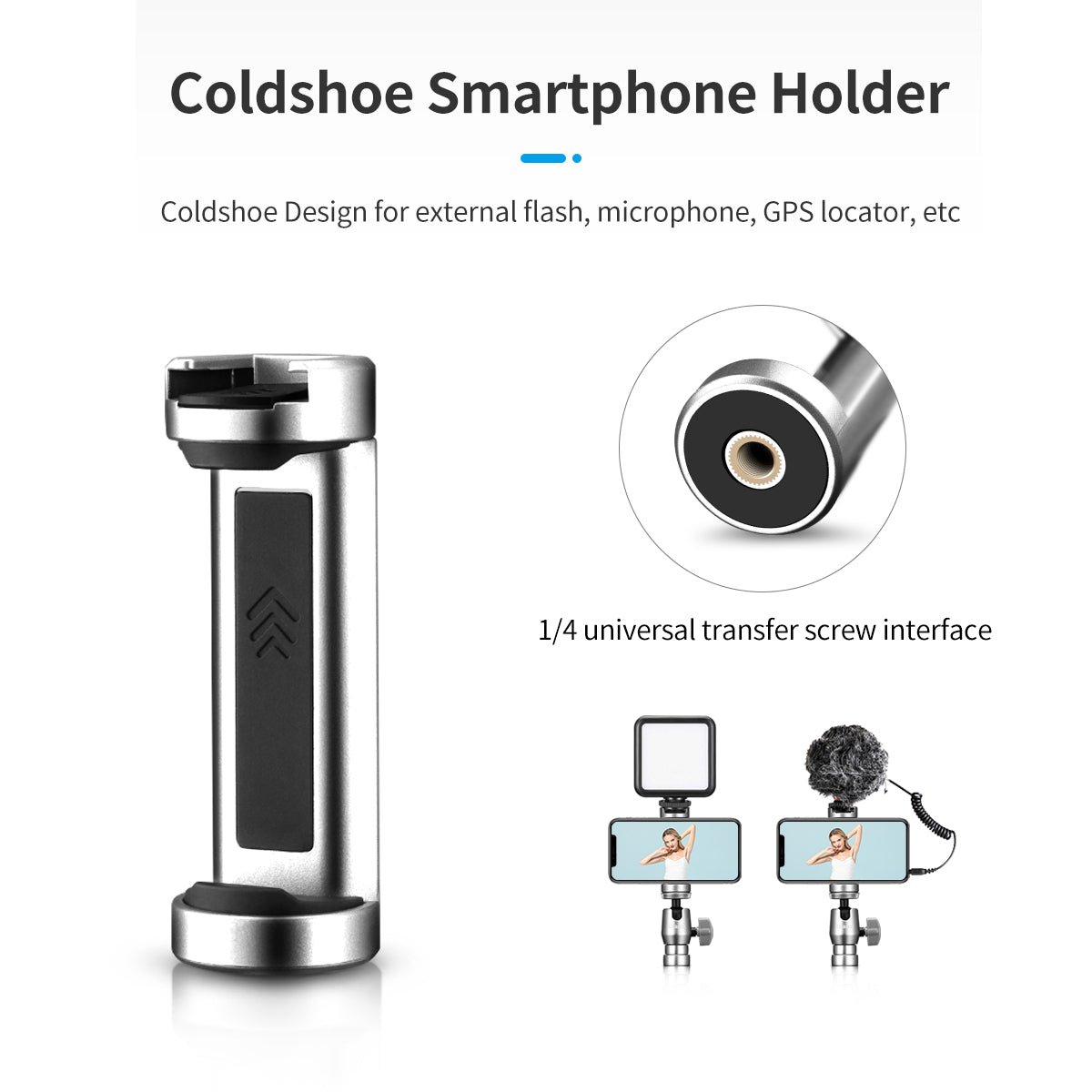 Uniqkart SK-04 Extendable Monopod Tripod Selfie Cold Shoe Phone Mount Holder for Microphone LED Light