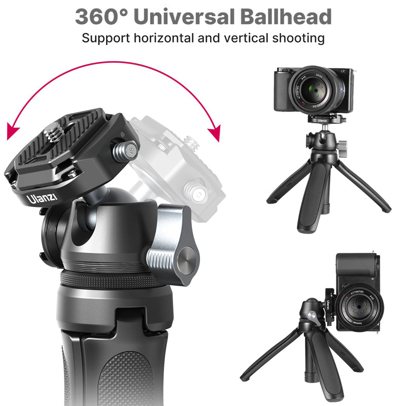 Uniqkart MT-46 Metal Quick Release Tripod Mount Adjustable Mobile Phone Camera Holder with 1/4 Screw Adapter