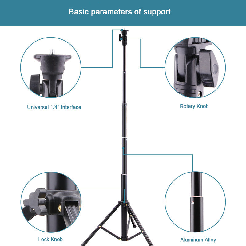 T9 Locking Buckle Design Retractable 1.6m Selfie Stick Tripod Phone Holder Video Recording Stand with Phone Clip + Bluetooth Remote Control + Storage Bag