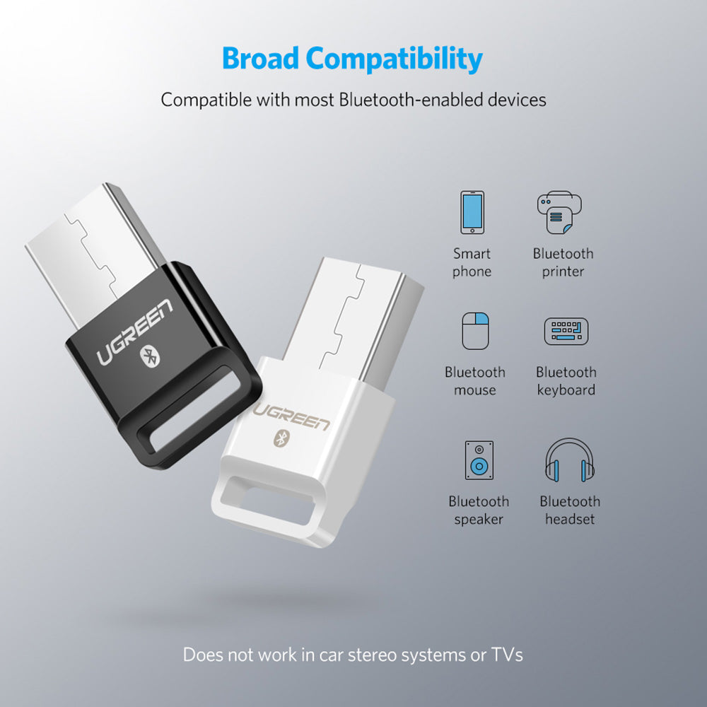 UGREEN USB Bluetooth 4.0 Adapter Wireless Dongle Transmitter and Receiver for PC with Windows 10 8 7 XP