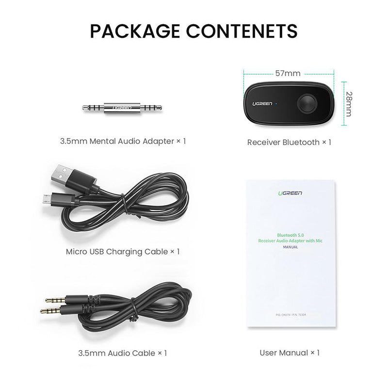 Uniqkart Bluetooth 5.0 Receiver aptX LL 3.5mm AUX Jack Wireless Adapter
