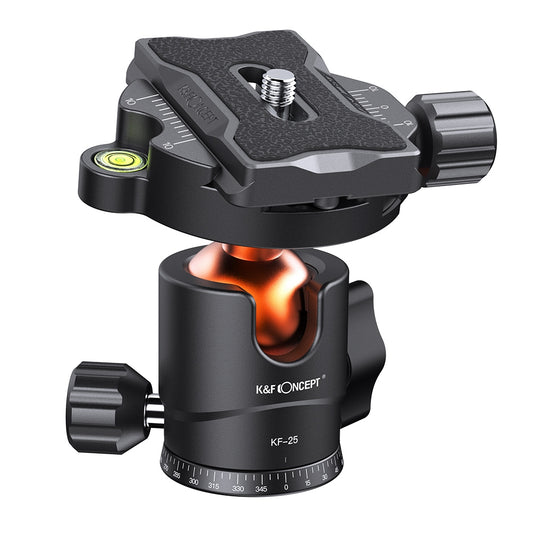 K&amp;F CONCEPT KF31.029V3 25mm Camera Tripod Ball Head with 1 / 4-inch Quick Release Plate and Spirit Level for Tripod Monopod