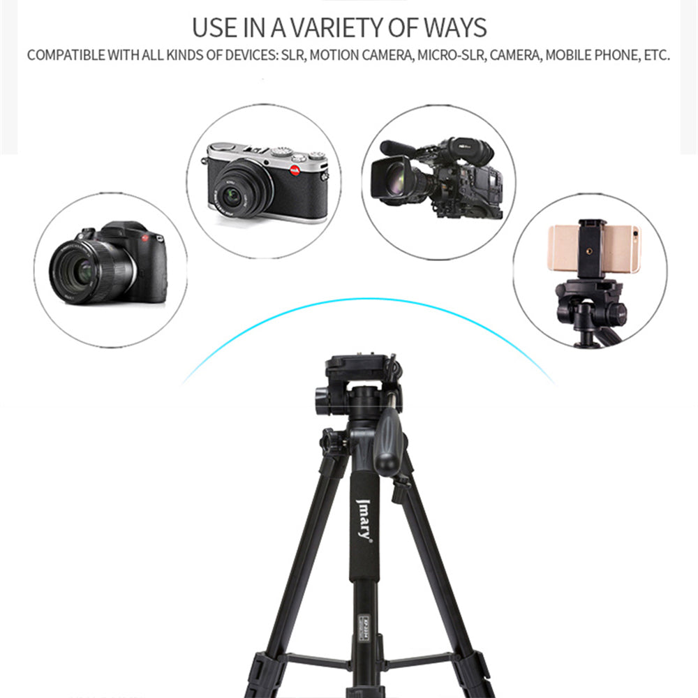KP2234 Portable Telescopic Aluminum Alloy Tripod SLR Camera Phone Live Streaming Floor Stand Photography Tripod - Black