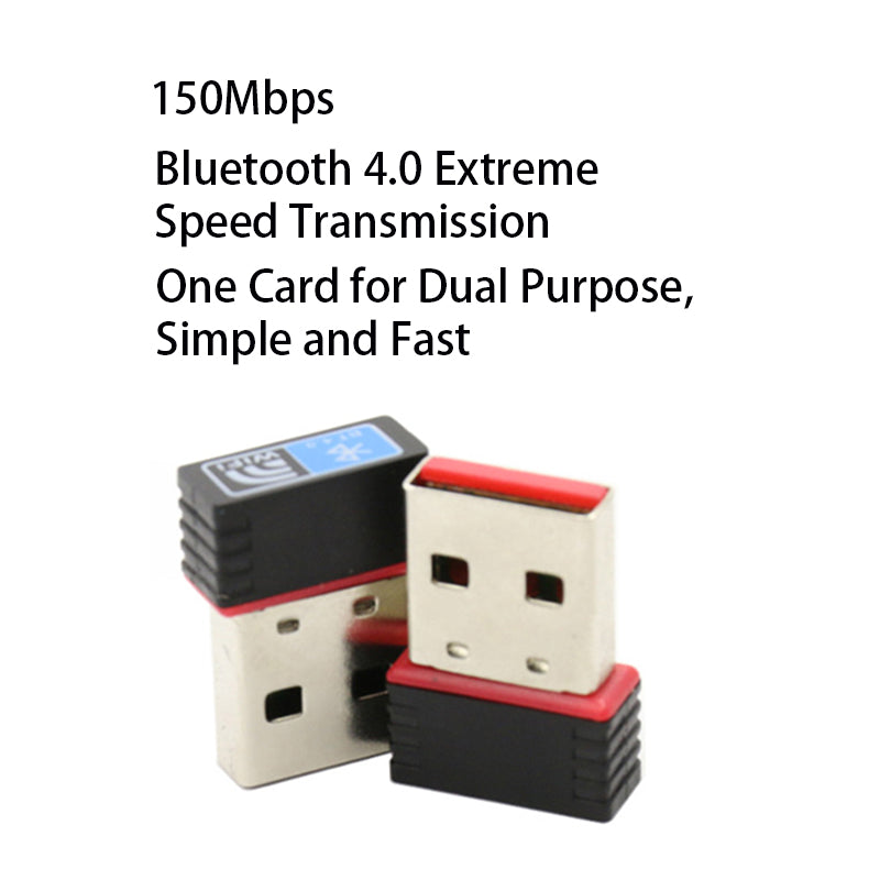 RTL8723BU USB WiFi + Bluetooth 4.0 Adapter 150Mbps Transmission Rate 2-in-1 Adapter Portable Mini USB WiFi Converter for Bluetooth Speaker / Mouse / Keyboard