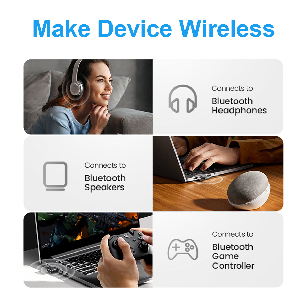 B-001 Bluetooth 5.3 USB Adapter Receiver Transmitter Wireless Dongle for PC Bluetooth Headset Speaker Mouse