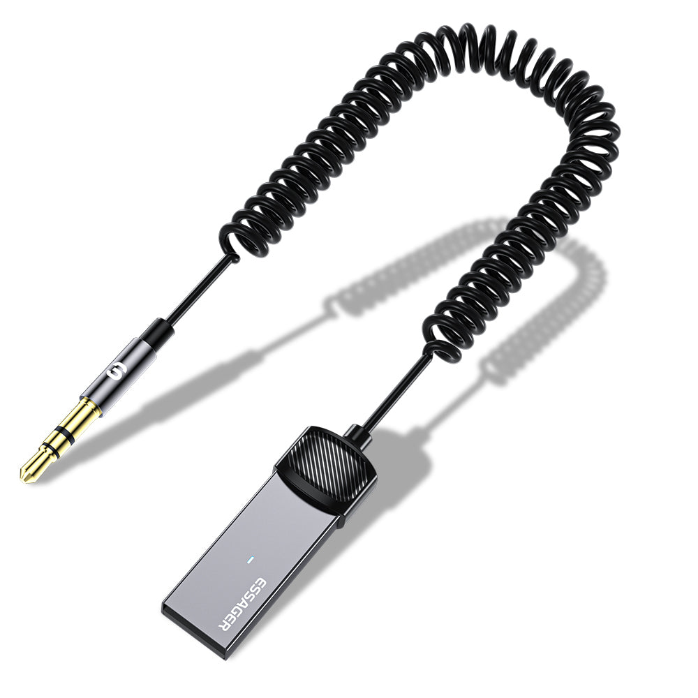 Essager 3.5mm Aux to Bluetooth 5.0 Adapter 3.5mm Audio Bluetooth Receiver Built-in Microphone for Car Hands-free Calls