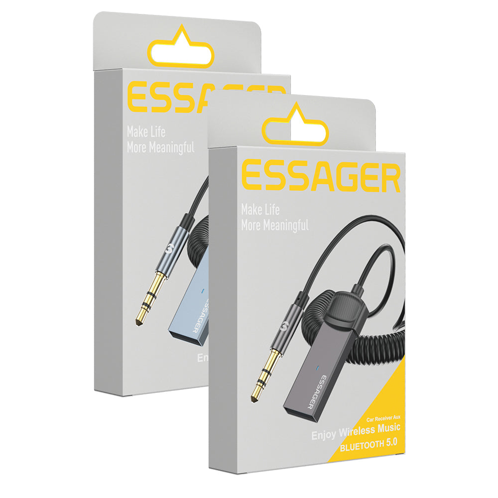 Essager 3.5mm Aux to Bluetooth 5.0 Adapter 3.5mm Audio Bluetooth Receiver Built-in Microphone for Car Hands-free Calls