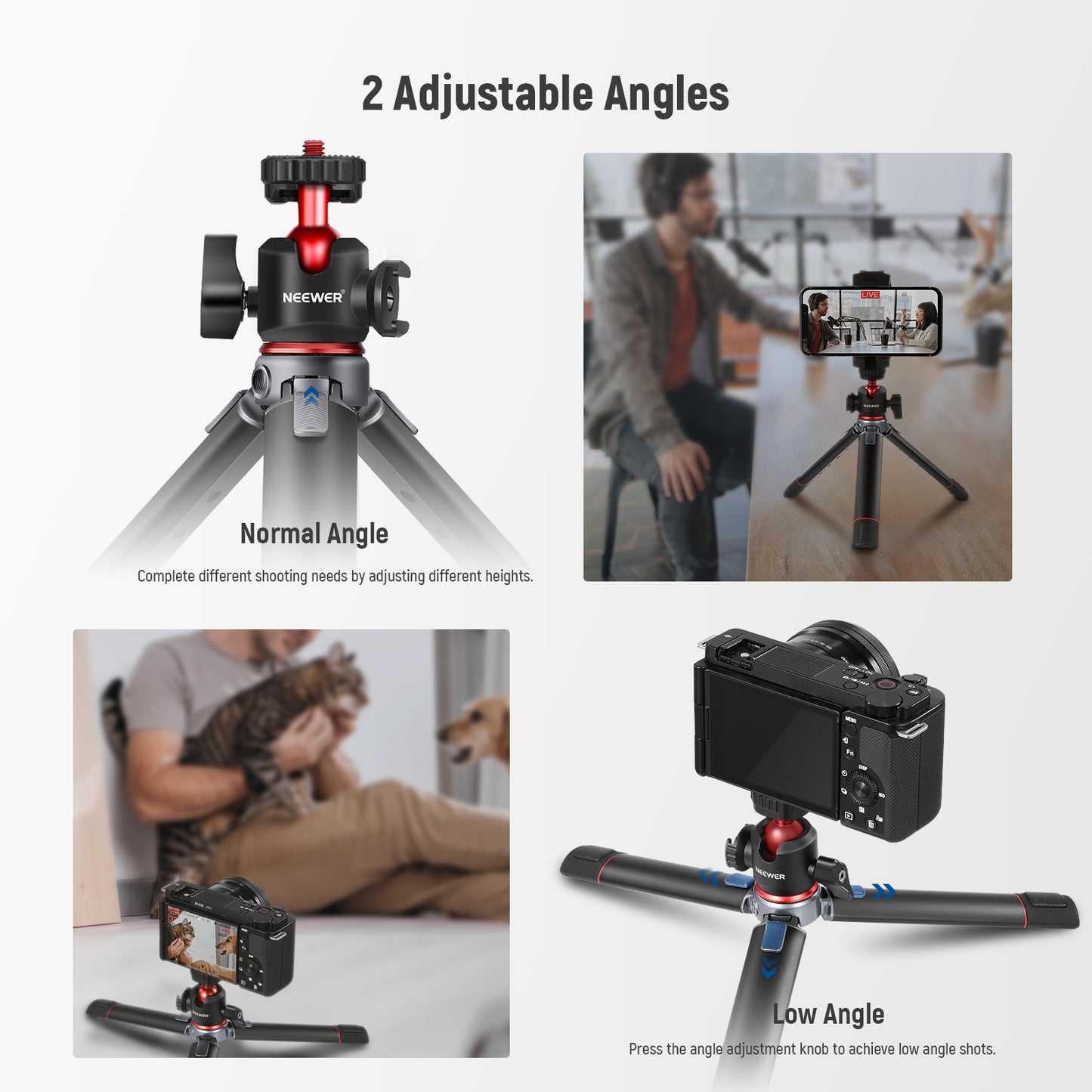 NEEWER NW-991 Camera Tripod Foldable Aluminum Alloy Handheld Stick for Live Streaming Vlogging