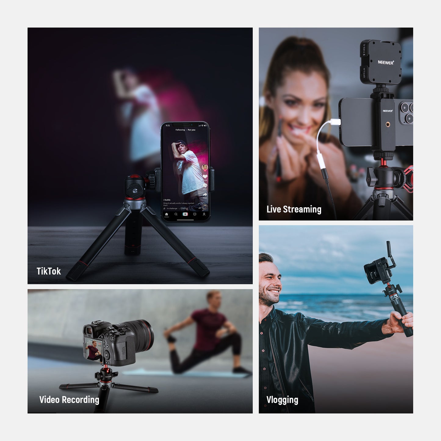 NEEWER NW-991 Camera Tripod Foldable Aluminum Alloy Handheld Stick for Live Streaming Vlogging