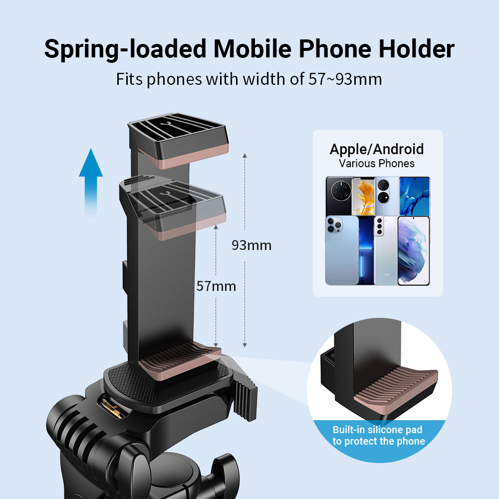 APEXEL APL-JJ070 20inch-70inch Height Adjustment Tripod Cell Phone Selfie Stick for Video Recording Live Streaming