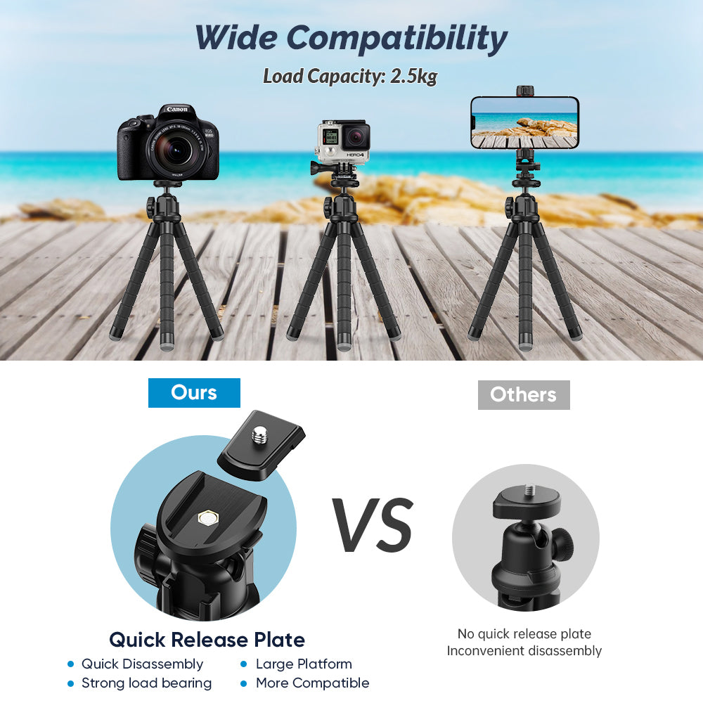 Apexel APL-JJ025 SLR Camera Phone Stand ABS+Aluminum Alloy Selfie Stick Octopus Tripod with Bluetooth Shutter